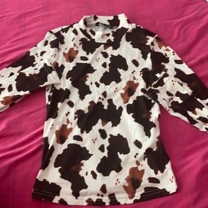 Cow Print Turtle Neck
